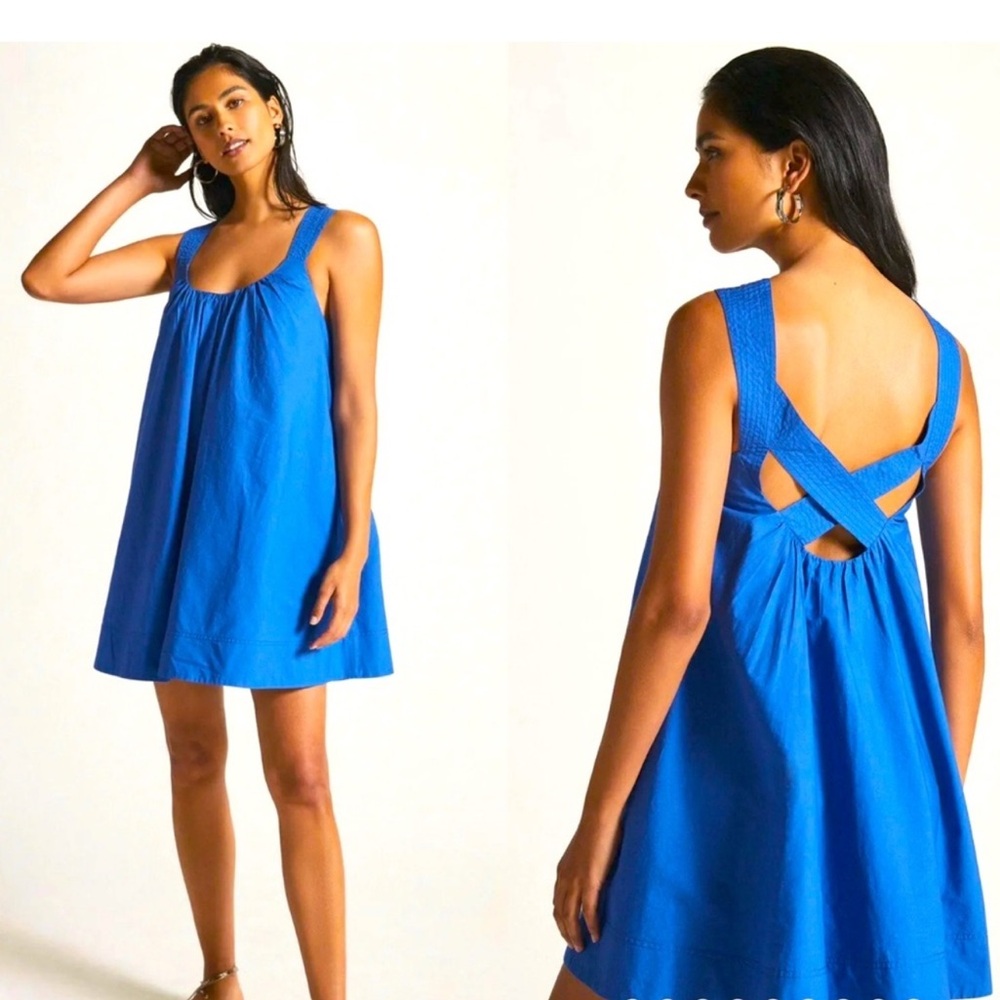 Maeve by Anthropologie Cobalt Blue Pullover Crossback Mini Dress